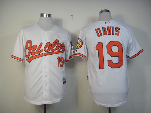 Men Baltimore Orioles 19 Davis White MLB Jerseys